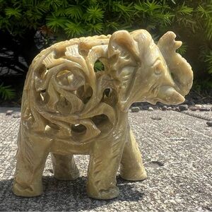 Hand Carved Stone Indian Elephant With Baby Elephant Inside